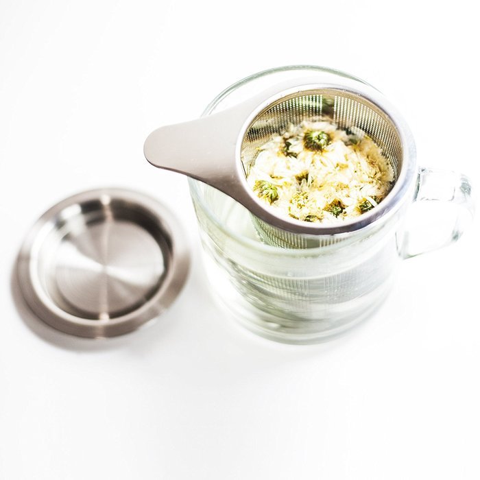 HUJI Extra Fine Mesh Stainless Steel Non-magnetic Lead Free Tea Infuser Strainer Steeper with Lid (2, Stainless... N4