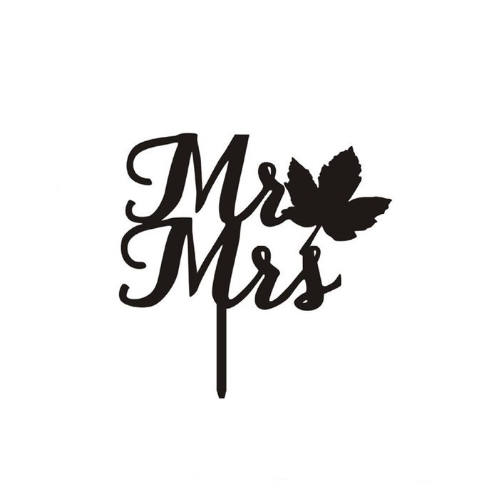Ecape Acrylic Wedding Cake Topper Wedding Monogram Mr and Mrs Cake Topper With Maple Leaf N10
