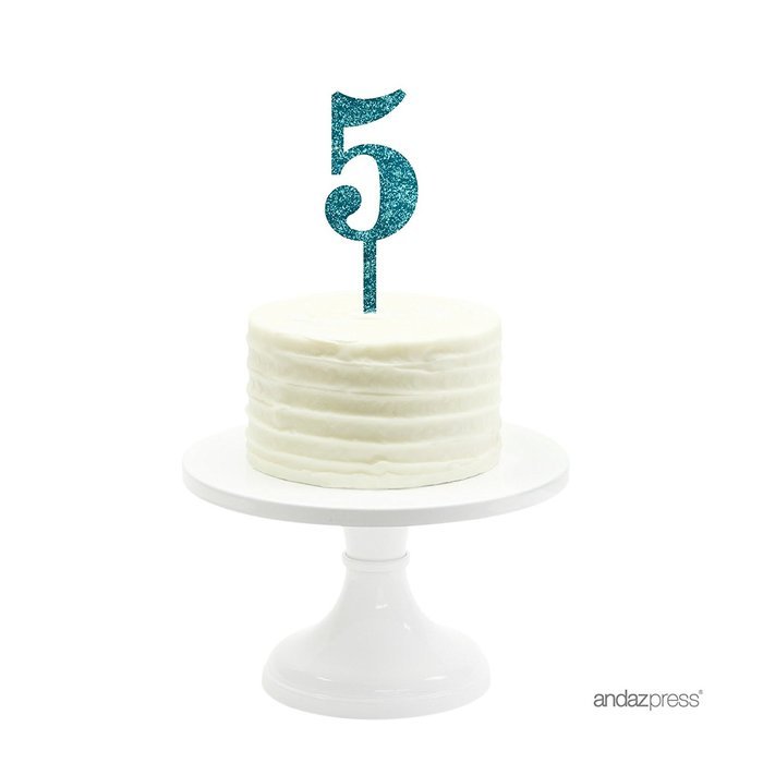 Andaz Press 5th Birthday and Anniversary Acrylic Cake Toppers, Pink Glitter, Number 5, 1-Pack N3