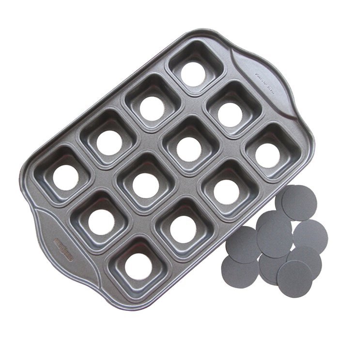 Tosnail 12 Cavity Mini Cheesecake Pan Cupcake Pan with Removable Bottom, Square N3