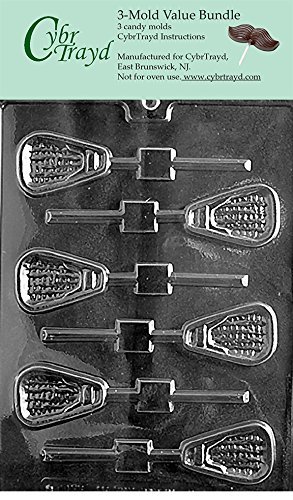 CybrTrayd S099-3BUNDLE Lacrosse Lolly Chocolate Candy Mold with Exclusive Copyrighted Chocolate Molding Instructions