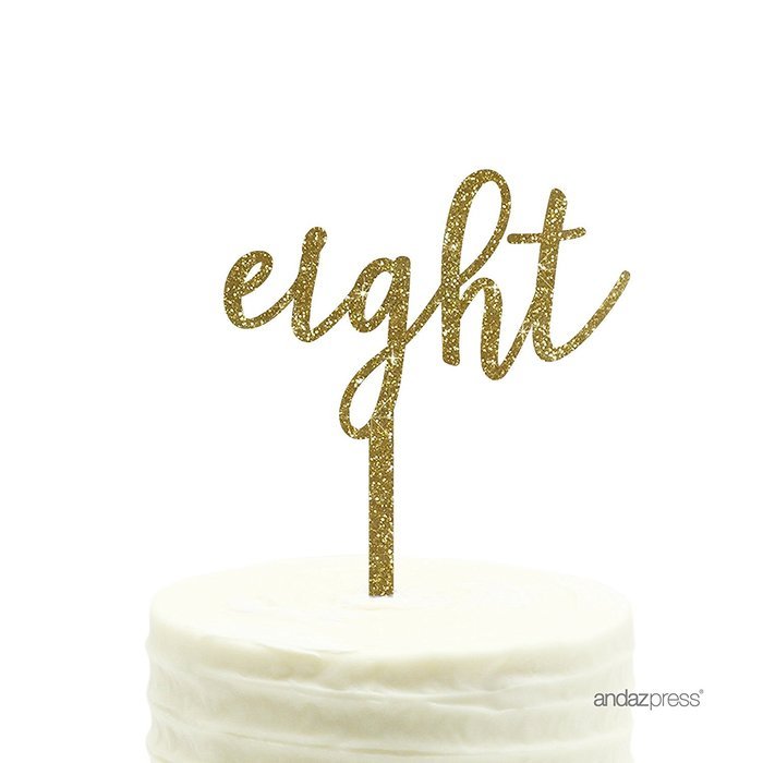 Andaz Press 5th Birthday and Anniversary Acrylic Cake Toppers, Pink Glitter, Number 5, 1-Pack N9