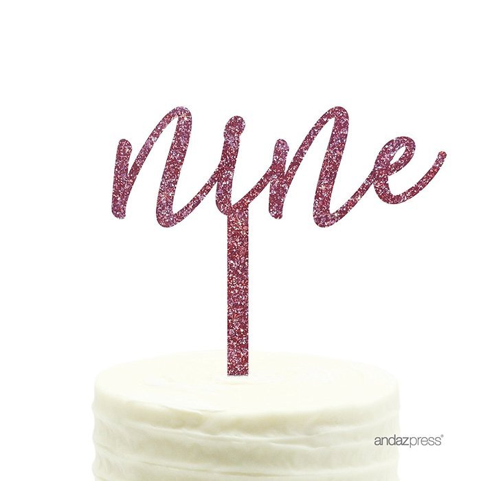Andaz Press 5th Birthday and Anniversary Acrylic Cake Toppers, Pink Glitter, Number 5, 1-Pack N12