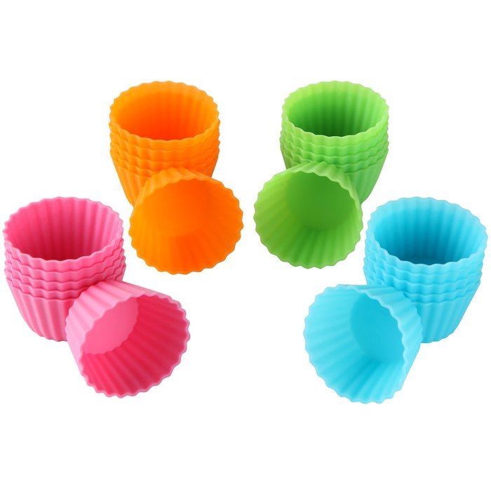 Bakerpan Silicone Mini Cupcake Holders, Mini Cupcake Liners, Pastry & Dessert Cups, 24 Pack