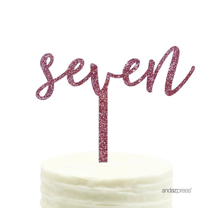 Andaz Press 5th Birthday and Anniversary Acrylic Cake Toppers, Pink Glitter, Number 5, 1-Pack N14