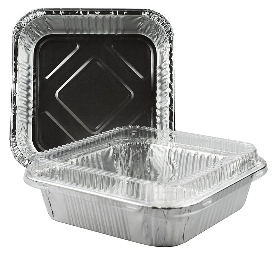 Square Foil Cake Pan 8" x 8" with Lid 5 Sets