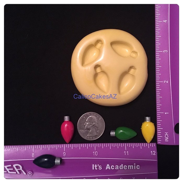 Mini Holiday Christmas Light Lights Fondant Mold Chocolate Candy Gumpaste Soap Resin Clay