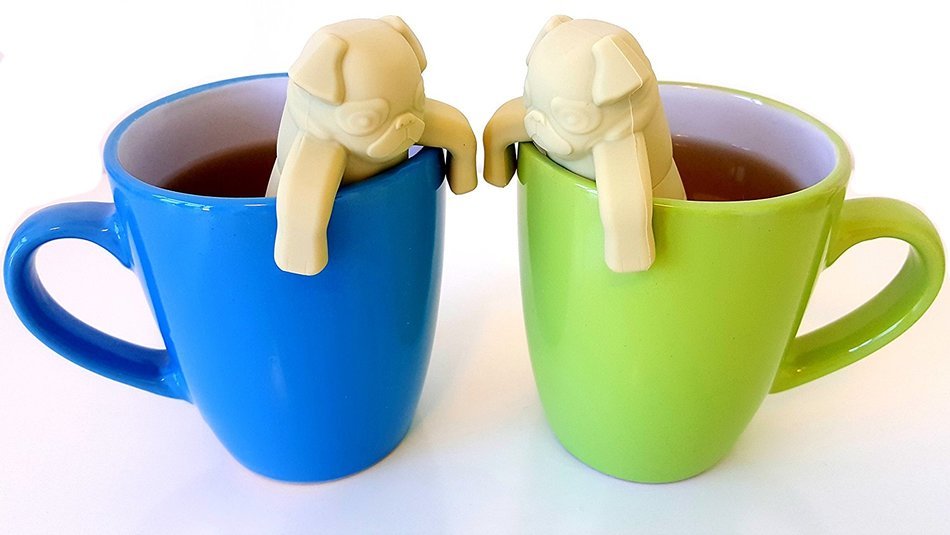 KABOOCHY Set of 2 Pug Life Silicone Tea Infuser, Cute Loose Leaf Tea Strainer, Beige Color N4