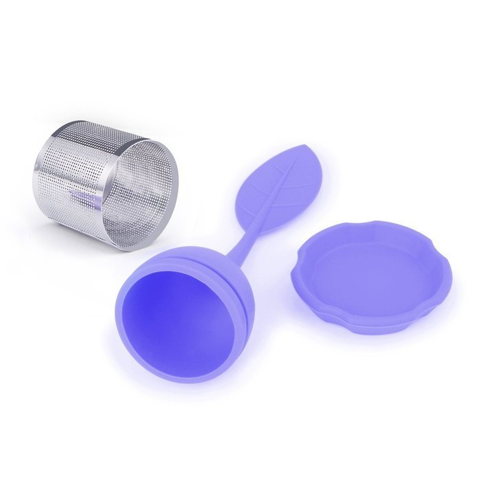 CTKcom Set of 1 Tea Infuser Leaf Strainer Handle with Steel Ball Silicone Leaf Lid(Blue) N4