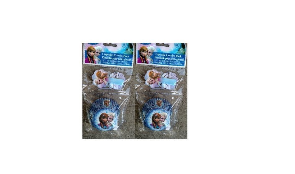 18 Frozen Paper Cupcakes Baking Cups & Decorative Picks (Pack of 2)