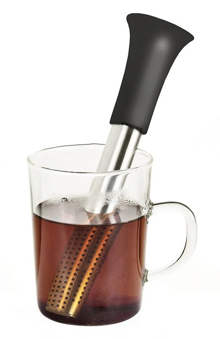 Metaltex 253806 Tea Infuser and Filter, Silver/Black