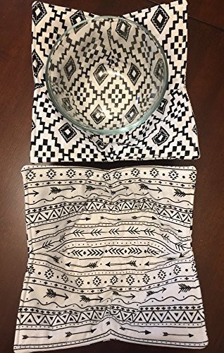 Black White Aztec Arrows,handmade,gift,Hot Cold Cozy,Microwave Bowl Cozie,Fabric Trivet,Hot pad,Pot Holder,Cotton...