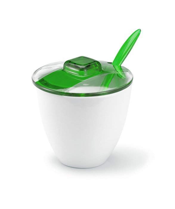 KDG International Omada Square Green Sugar Bowl with Tea Spoon