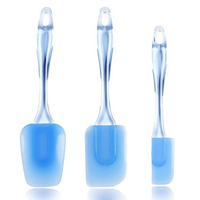 Glass Mixing Bowls Set with Colored Lids and LP 3-Piece Silicone Spatula Set. Great Fruit Bowl with Lid