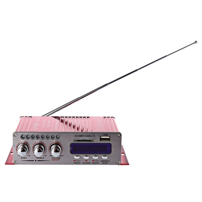 Robolife USB Kentiger HY - 502S 2CH Bluetooth Hi-Fi Super Bass Output Power Amplifier with Remote Controller Red N2