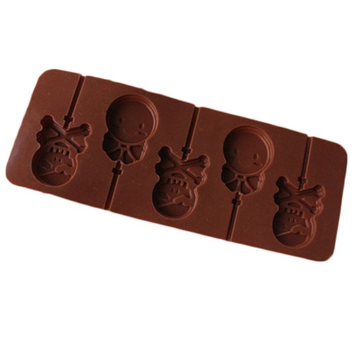 JLHua 2 Pack Silicone Emoji Smiley Face Sunny Doll Skull Candy Molds & Ice Cube Trays - Hard Candy Lollipop Mold... N7