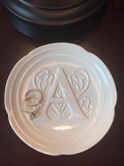 Mud Pie Monogrammed Floral 5" Dish - A