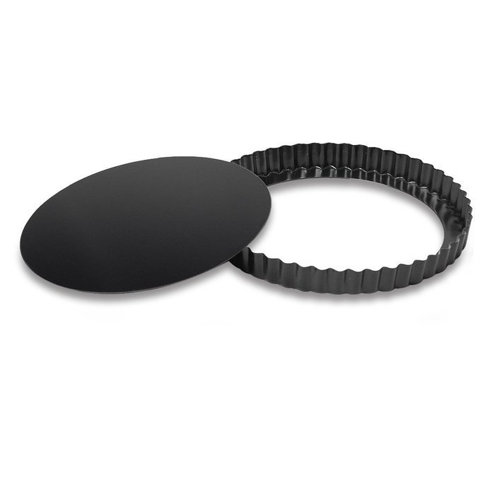 Pie Tart 11&rdquo; Baking Pan Made of Non-Stick Black Aluminum for Home Kitchen and Catering N5