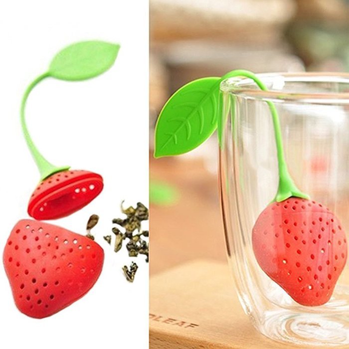 Silicone Strawberry Shape Tea Leaf Strainer Herbal Spice Infuser Tea Filter N3