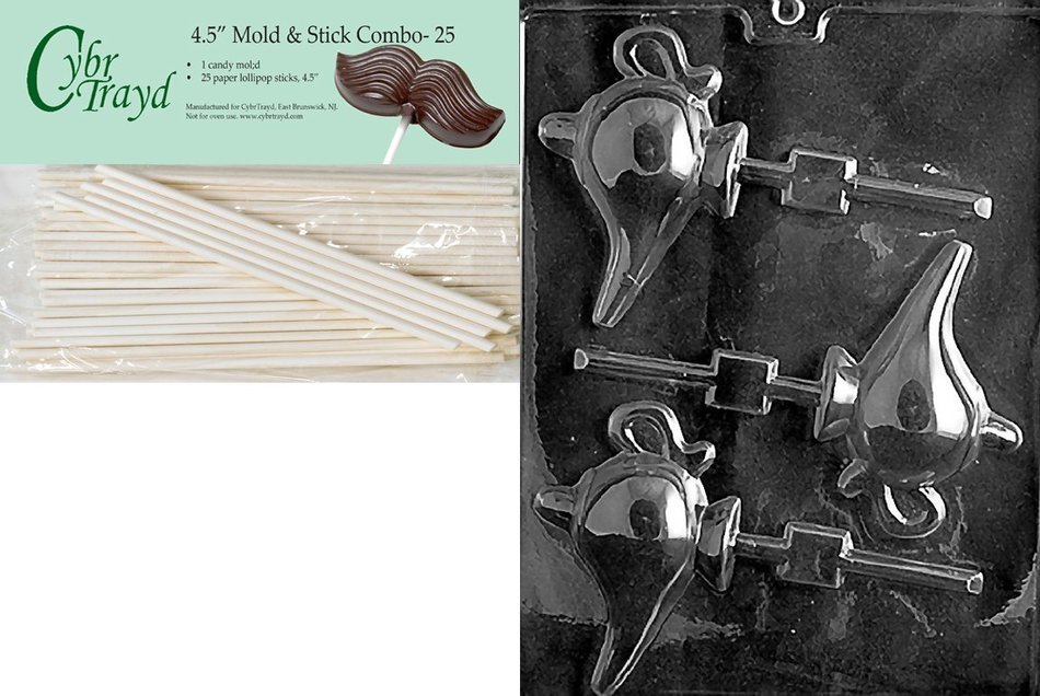 Cybrtrayd 45St25-M118 Magical Lamp Lolly Miscellaneous Chocolate Candy Mold with 25 Cybrtrayd 4.5-Inch Lollipop...