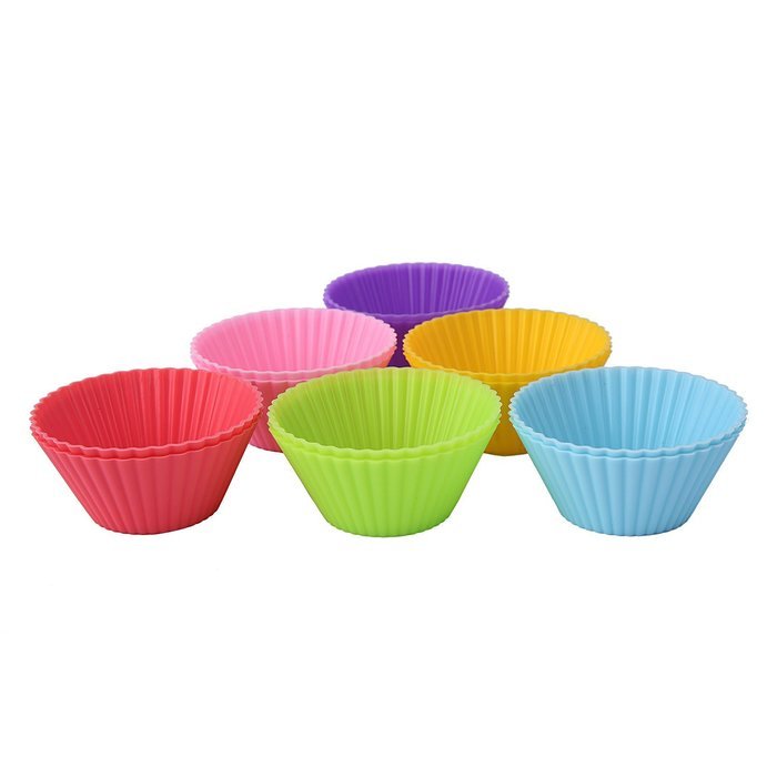 Crazy Egg Reusable Silicone Baking Cups Muffin Molds (12, 3 colors)