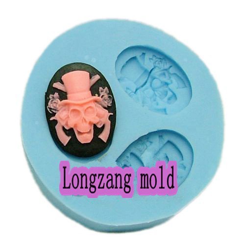 Longzang F0014 Skull Fondant Silicone Sugar Craft Mold, Mini, Pink