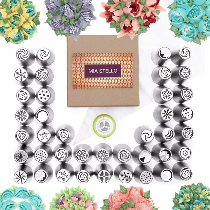 Russian Piping Tips, Bags and Coupler Set, 46 pieces, Cake, Cupcake, Cookies and Pastry Decoration, Latest Designs N4