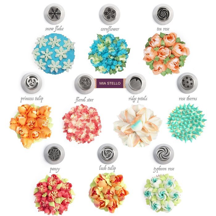 Russian Piping Tips, Bags and Coupler Set, 46 pieces, Cake, Cupcake, Cookies and Pastry Decoration, Latest Designs N5
