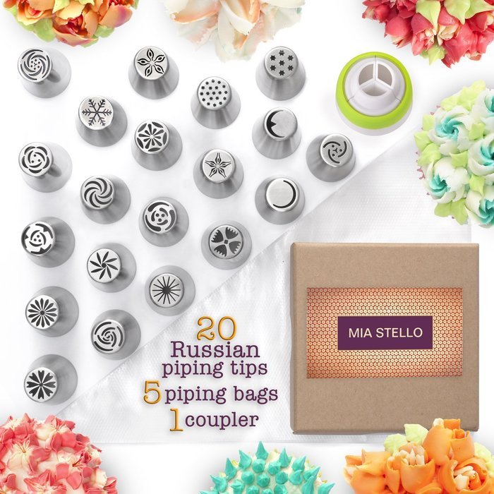 Russian Piping Tips, Bags and Coupler Set, 46 pieces, Cake, Cupcake, Cookies and Pastry Decoration, Latest Designs N8