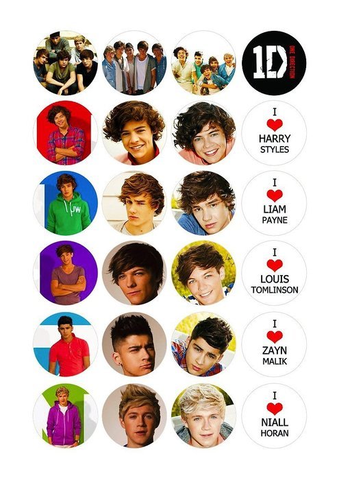 Cakeshop 24 x One Direction 1 Direction 1D Edible Cake Toppers