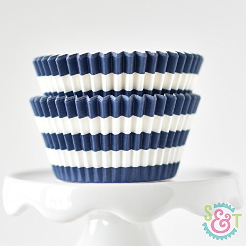 Rugby Stripe Navy BakeBright Greaseproof Cupcake Liners