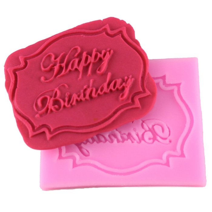 Mujiang Happy Birthday Silicone Candy Fondant Molds For Cake Sugarcraft ...