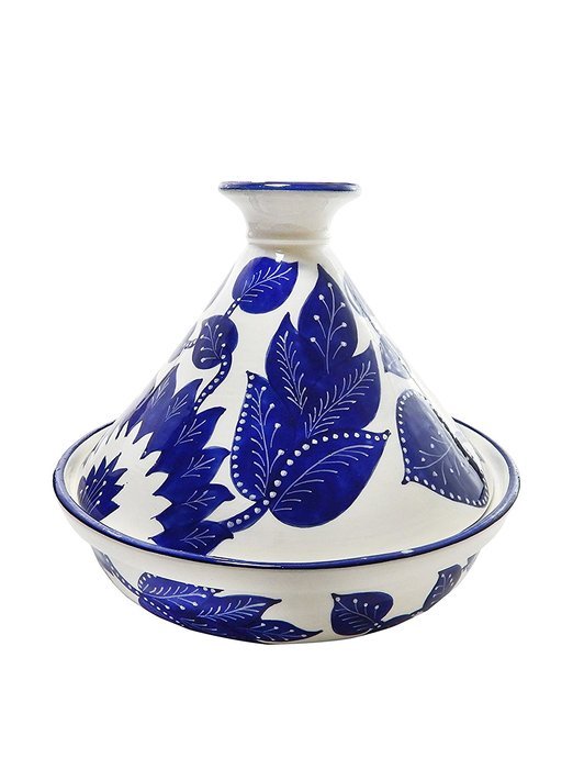 Le Souk Ceramique Jinane Cookable Tagine, 12", Cobalt Blue/White