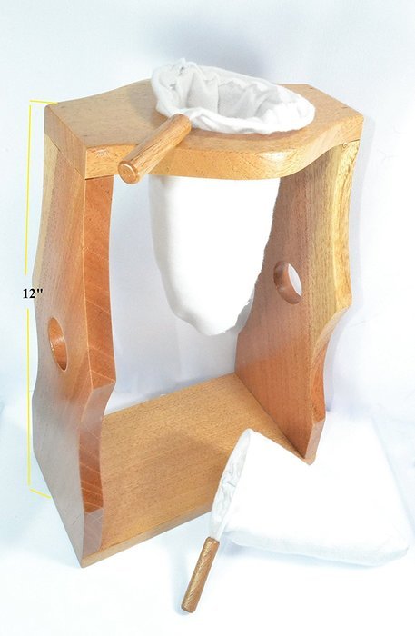 Ticoland Chorreador,Costa Rica Handmade Wooden Stand Coffee Maker,Included:1 Large+1 Medium Reusable Cloth Filters... N4
