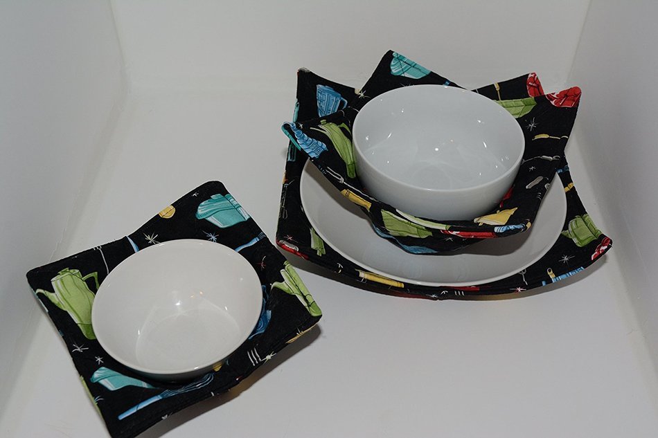 Microwave Bowl Cozies // Set of 3 // 1 Small Bowl Cozy // 1 Medium Bowl Cozy // 1 Dinner Plate Cozy // Kitchen... N2