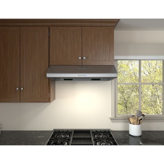 Zephyr AK2500BS 30" Power: Hurricane Under Cabinet Hood with 695 CFM 5.5 Sones Electronic Touch Controls 3 Speed...