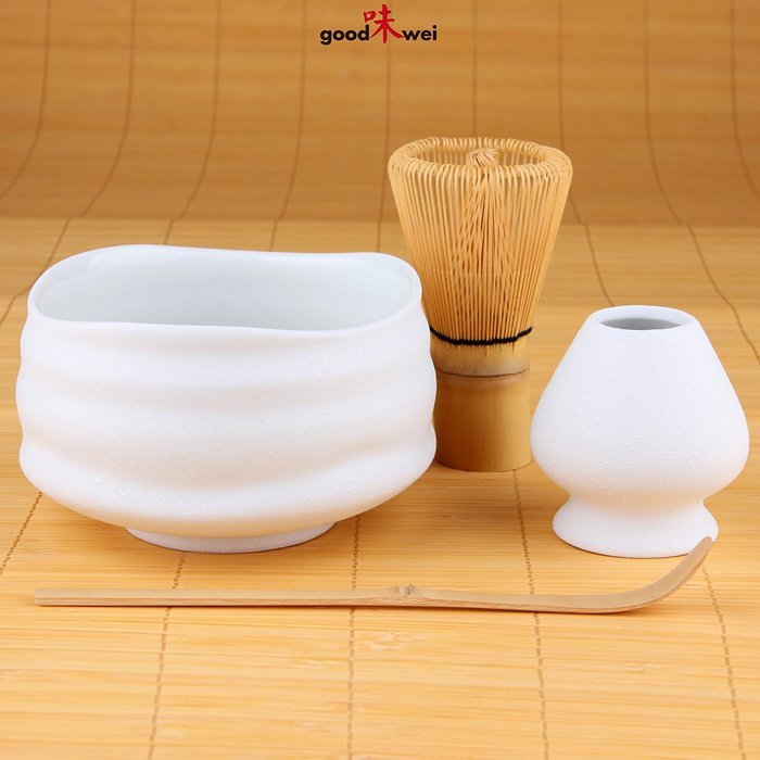 Goodwei Premium Matcha Tea Set "Miyuki" - Ceremonial Bowl Chawan, Whisk and Holder - Gift Box (120) N4