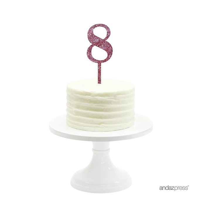 Andaz Press 5th Birthday and Anniversary Acrylic Cake Toppers, Pink Glitter, Number 5, 1-Pack N29