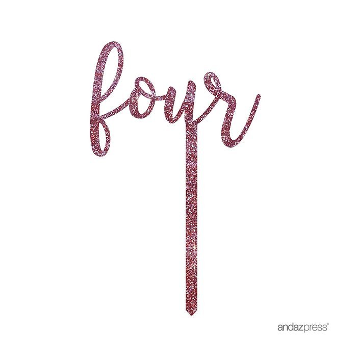 Andaz Press 5th Birthday and Anniversary Acrylic Cake Toppers, Pink Glitter, Number 5, 1-Pack N31