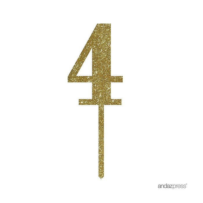 Andaz Press 5th Birthday and Anniversary Acrylic Cake Toppers, Pink Glitter, Number 5, 1-Pack N35