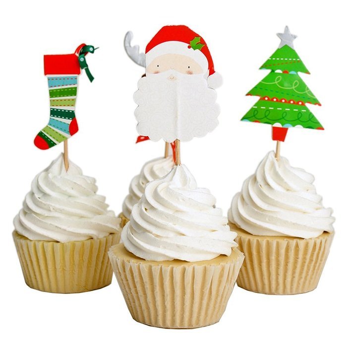 Tonnier - &hearts; Festival Series &hearts; - Christmas Set of 24 Pieces - Cake and Cupcake Toppers, Decoration N11