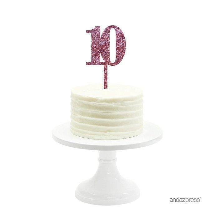 Andaz Press 5th Birthday and Anniversary Acrylic Cake Toppers, Pink Glitter, Number 5, 1-Pack N36
