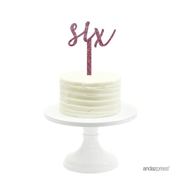 Andaz Press 5th Birthday and Anniversary Acrylic Cake Toppers, Pink Glitter, Number 5, 1-Pack N37