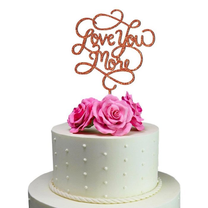 Sugar Yeti Made In USA Wedding Cake Topper Love You More #24 Gold Mirror N3