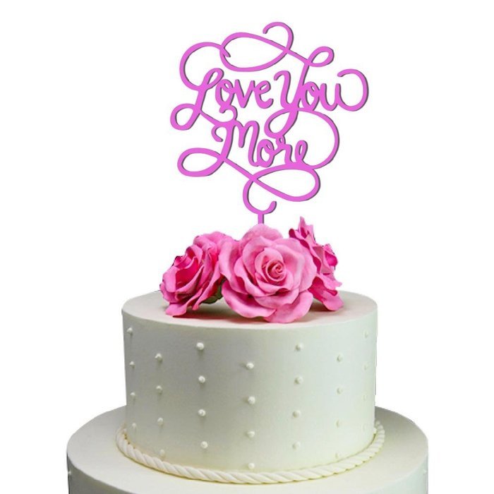 Sugar Yeti Made In USA Wedding Cake Topper Love You More #24 Gold Mirror N4
