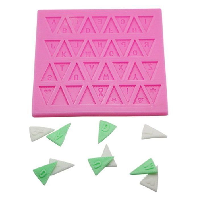 FOUR-C Fondant Supplies Craft Alphabet Silicone Molds Cake Decorating Moulds Color Pink N3