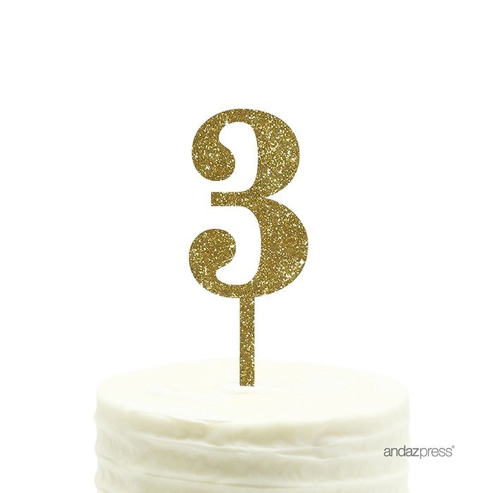 Andaz Press 5th Birthday and Anniversary Acrylic Cake Toppers, Pink Glitter, Number 5, 1-Pack N42