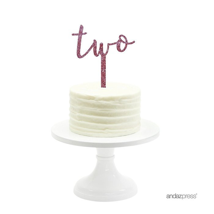 Andaz Press 5th Birthday and Anniversary Acrylic Cake Toppers, Pink Glitter, Number 5, 1-Pack N44