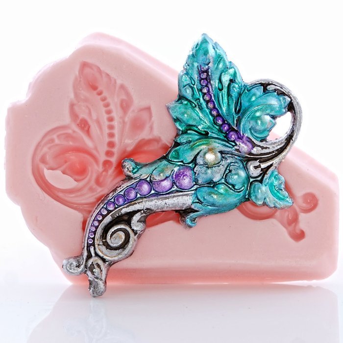 Victorian Baroque Scroll Work Silicone Mold Food Safe Fondant, Gum Paste, Resin, Polymer Clay, Craft, Jewelry...