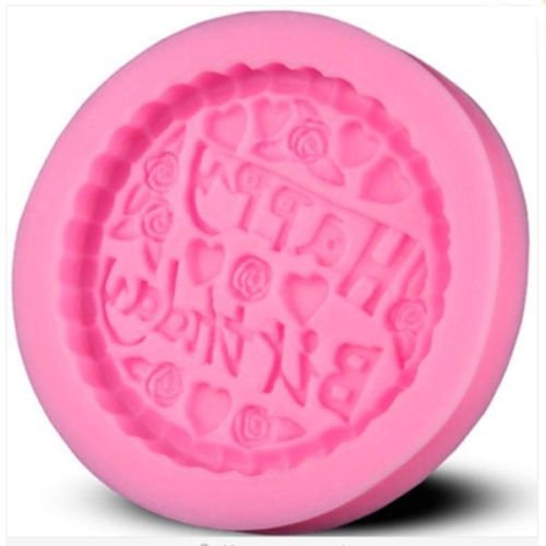 Baking Molds 3D Silicone Mould Cake Candy Pastry Tools Decorating Reusable Non-stick Happy Birthday Round Plaque... N3
